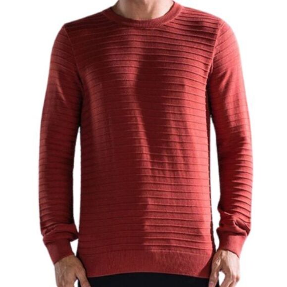 CE & CE Fashion Red Cotton Blend Sweater Ribbed Crew Neck Pull Over Size M - Picture 1 of 10